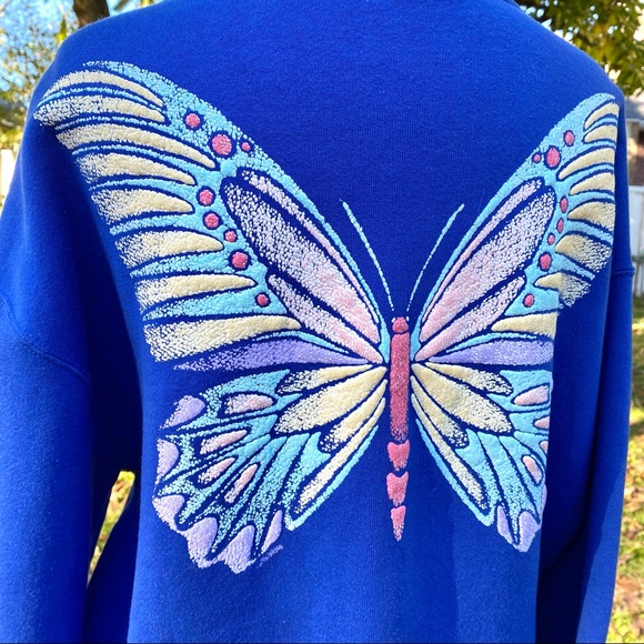 Vintage 80s Russell Athletic Sweatshirt Jacket Puffy Paint Butterfly Women’s XL - Picture 6 of 9